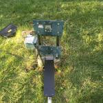 Hinged base in down position