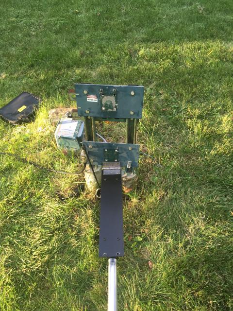 Hinged base in down position